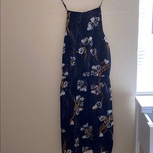 black flower patterned halter top dress